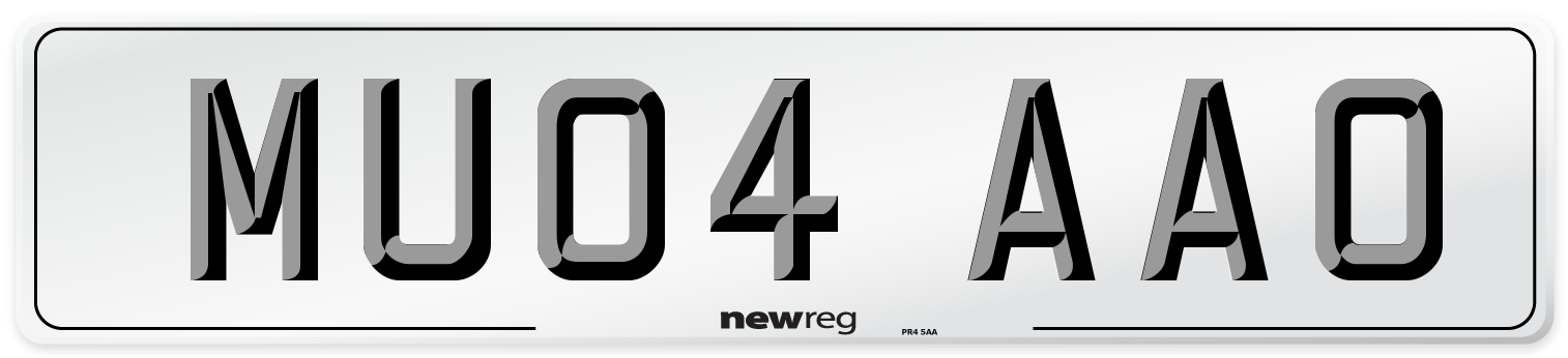 MU04 AAO Number Plate from New Reg